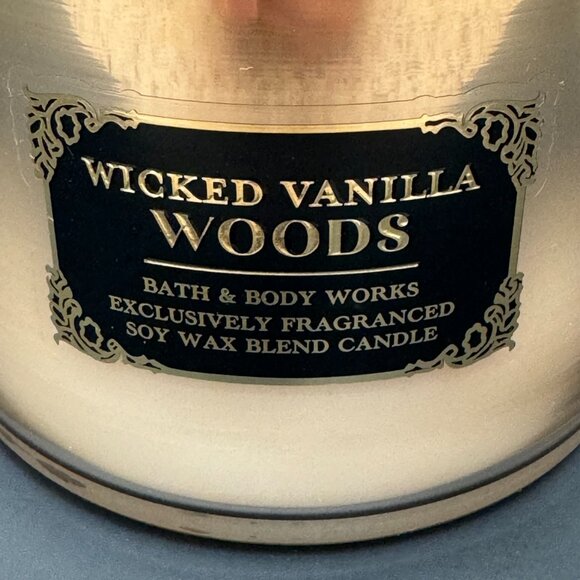 BBW Wicked Vanilla Woods Bath & Body Works 3 Wick Candle - Picture 4 of 13